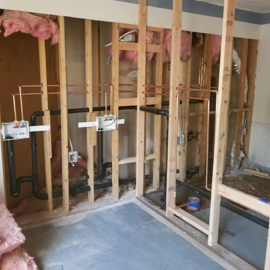 Copper pipe rough-in and plumbing installation in Danville